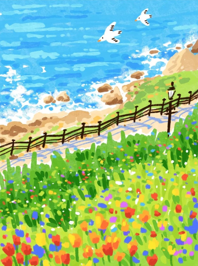 Coastal Spring – Paint by Numbers Kit for Adults | Oceanview DIY for Calm & Clarity