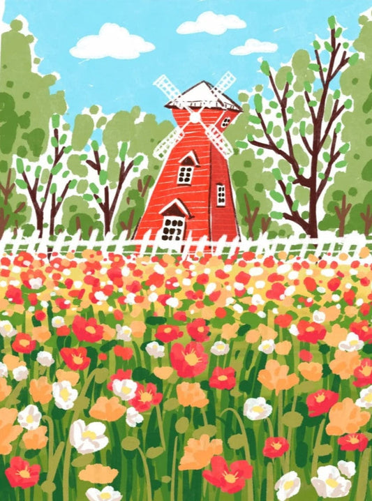 Tulip Windmill – Paint by Numbers Kit for Adults | Bright Floral DIY Spring Art