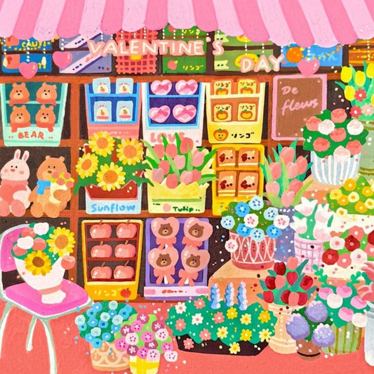 Valentine Flower Stand – Paint by Numbers Kit | Cute DIY Art for Gifting & Celebration