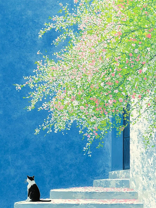 Cat in Spring Light – Paint by Numbers Kit for Adults | Serene DIY Art for Calm & Decor