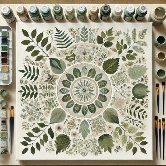 "Serenity Mandalas" Series - Botanical P12#02 | Original 🎨 Paint by Numbers | 💎 Diamond Painting (16"x16" / 40x40cm)