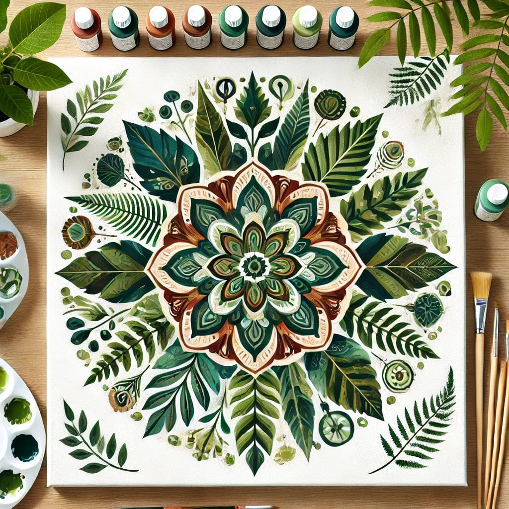 "Serenity Mandalas" Series - Botanical P12#13 | Original 🎨 Paint by Numbers | 💎 Diamond Painting (16"x16" / 40x40cm)