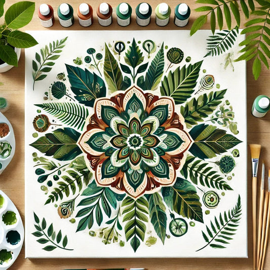 "Serenity Mandalas" Series - Botanical P12#13 | Original 🎨 Paint by Numbers | 💎 Diamond Painting (16"x16" / 40x40cm)
