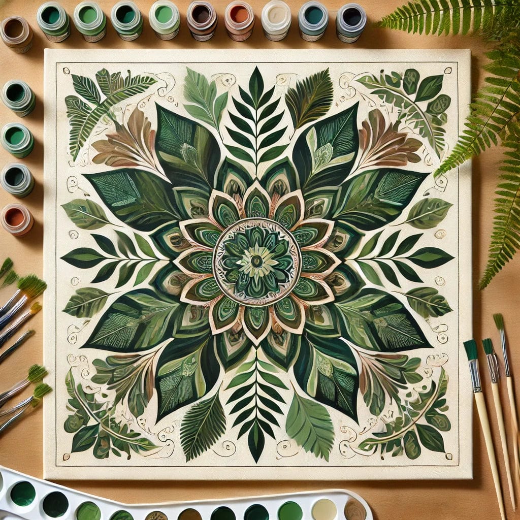 "Serenity Mandalas" Series - Botanical P12#14 | Original 🎨 Paint by Numbers | 💎 Diamond Painting (16"x16" / 40x40cm)