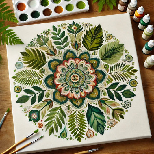 "Serenity Mandalas" Series - Botanical P12#25 | Original 🎨 Paint by Numbers | 💎 Diamond Painting (16"x16" / 40x40cm)