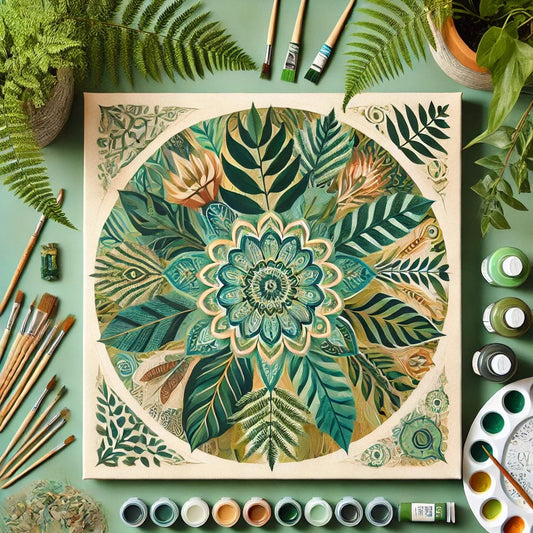 "Serenity Mandalas" Series - Botanical P12#27 | Original 🎨 Paint by Numbers | 💎 Diamond Painting (16"x16" / 40x40cm)