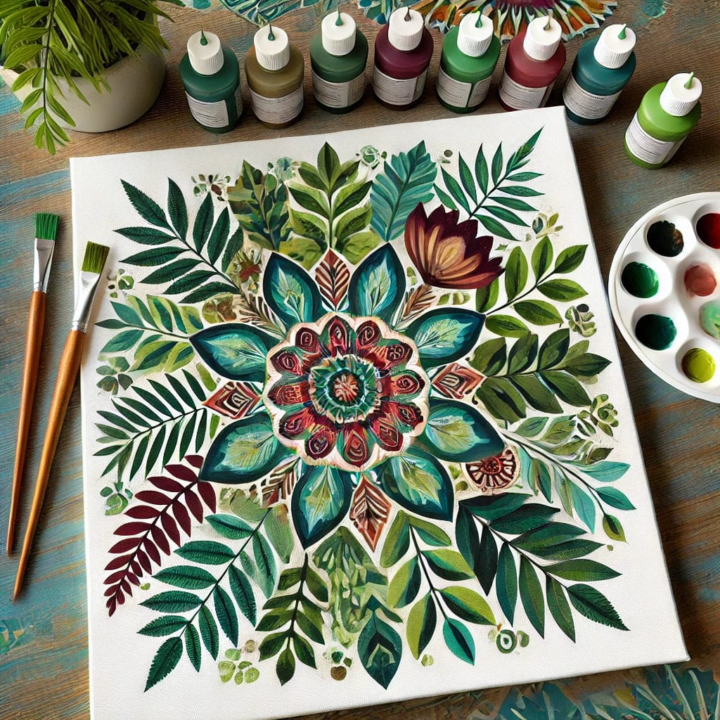 "Serenity Mandalas" Series - Botanical P12#30 | Original 🎨 Paint by Numbers | 💎 Diamond Painting (16"x16" / 40x40cm)