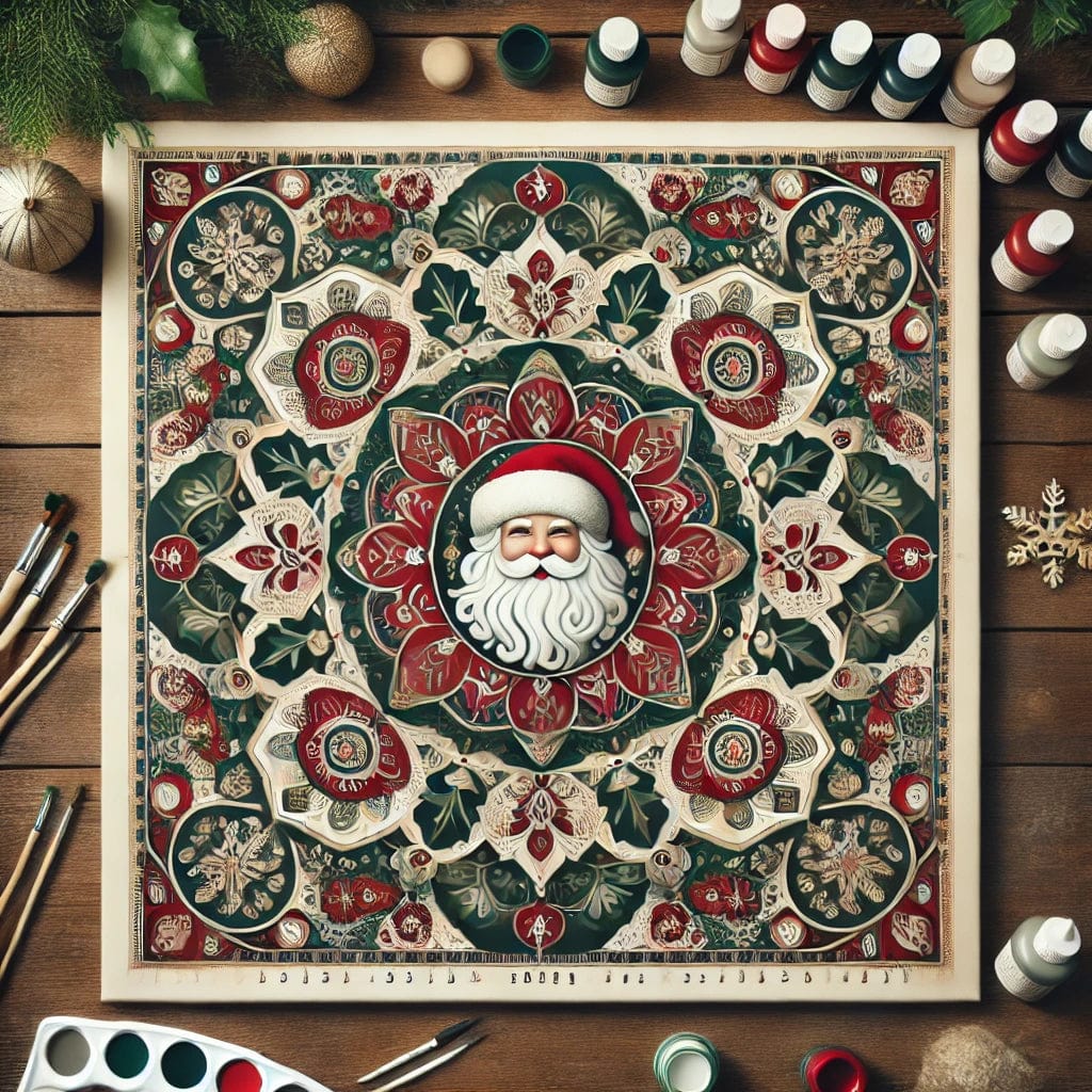 "Serenity Mandalas" Series - Christmas P16#25 - Santa face | Original 🎨 Paint by Numbers | 💎 Diamond Painting (16"x16" / 40x40cm)