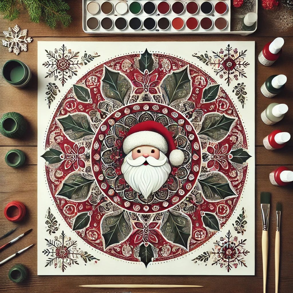 "Serenity Mandalas" Series - Christmas P16#26 - Santa face | Original 🎨 Paint by Numbers | 💎 Diamond Painting (16"x16" / 40x40cm)