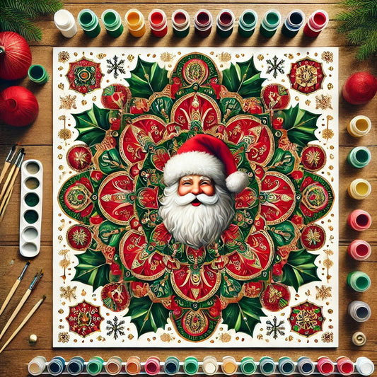 "Serenity Mandalas" Series - Christmas P16#27 - Santa face | Original 🎨 Paint by Numbers | 💎 Diamond Painting (16"x16" / 40x40cm)