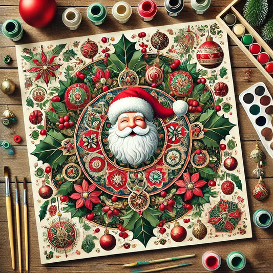 "Serenity Mandalas" Series - Christmas P16#30 - Santa face | Original 🎨 Paint by Numbers | 💎 Diamond Painting (16"x16" / 40x40cm)