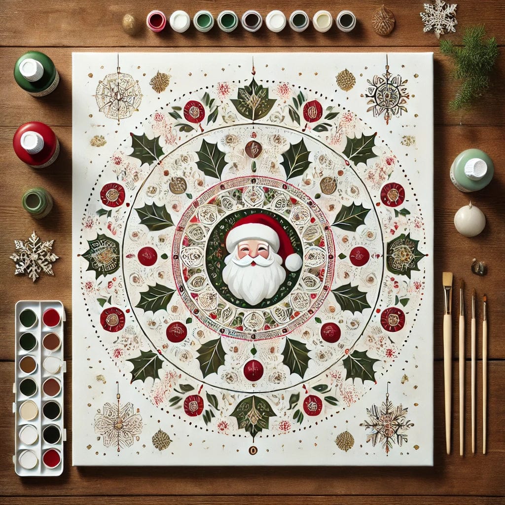 "Serenity Mandalas" Series - Christmas P17#01 - Santa face | Original 🎨 Paint by Numbers | 💎 Diamond Painting (16"x20" / 40x50cm)