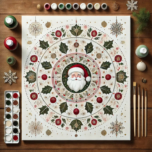 "Serenity Mandalas" Series - Christmas P17#01 - Santa face | Original 🎨 Paint by Numbers | 💎 Diamond Painting (16"x20" / 40x50cm)