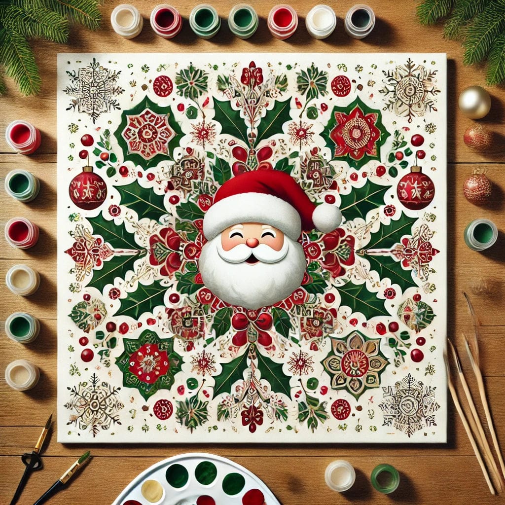 "Serenity Mandalas" Series - Christmas P17#03 - Santa face | Original 🎨 Paint by Numbers | 💎 Diamond Painting (16"x16" / 40x40cm)