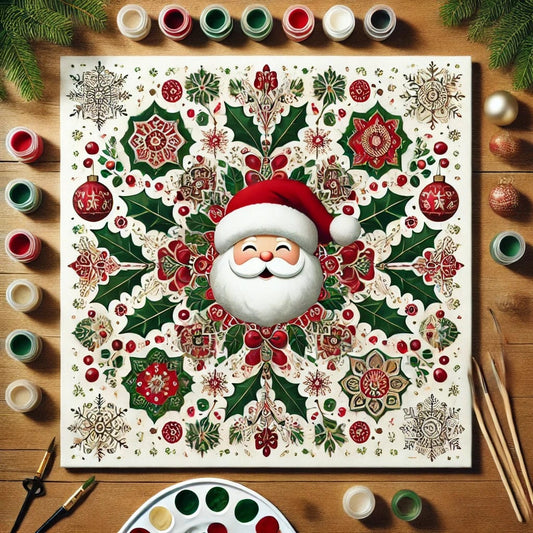 "Serenity Mandalas" Series - Christmas P17#03 - Santa face | Original 🎨 Paint by Numbers | 💎 Diamond Painting (16"x16" / 40x40cm)