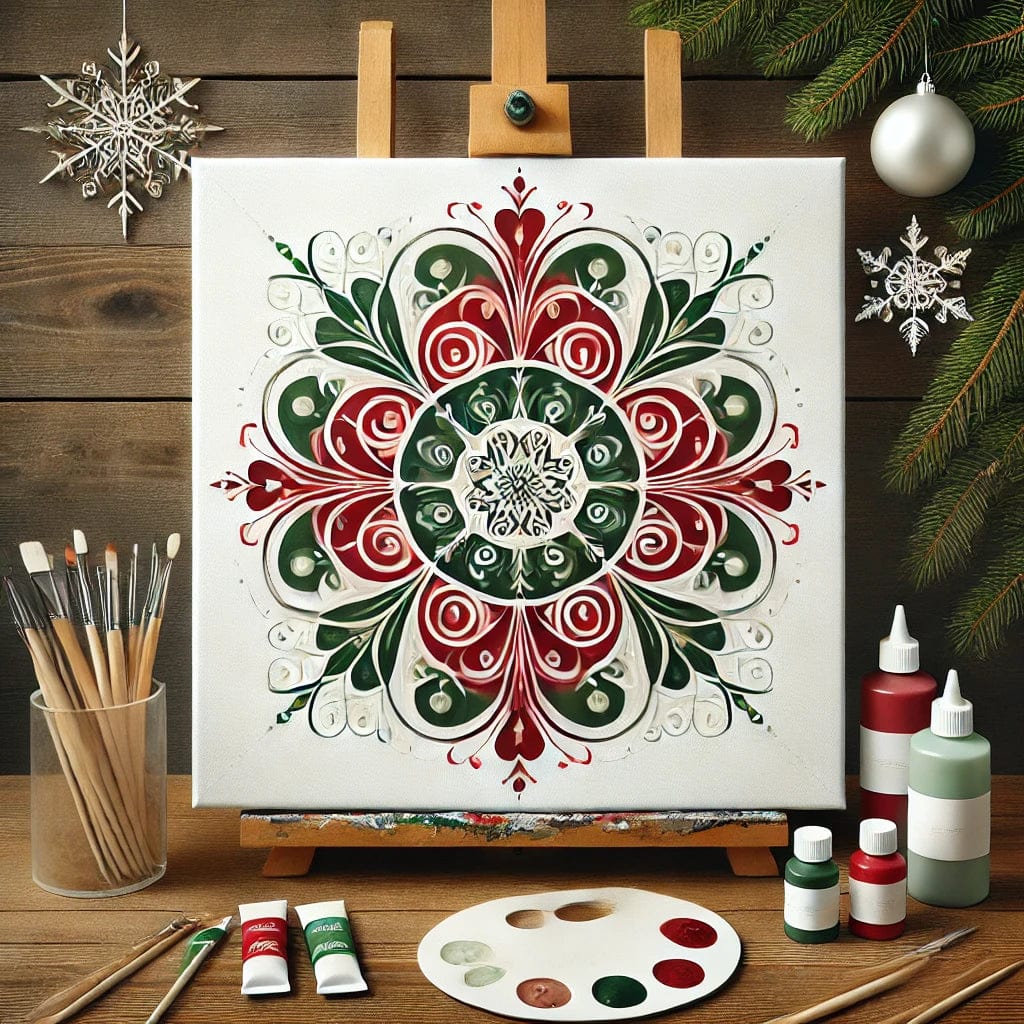 "Serenity Mandalas" Series - Christmas P17#14 | Original 🎨 Paint by Numbers | 💎 Diamond Painting (16"x16" / 40x40cm)