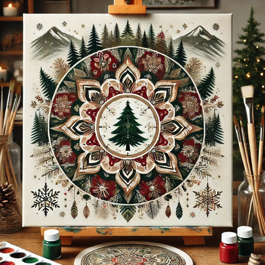 "Serenity Mandalas" Series - Christmas P22#24 - Outdoor/Mountain | Original 🎨 Paint by Numbers | 💎 Diamond Painting (16"x16" / 40x40cm)