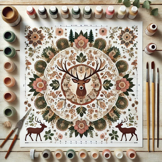 "Serenity Mandalas" Series - Deer / Hunting / Outdoors P25#21 | Original ๐จ Paint by Numbers | ๐ Diamond Painting (16"x16" / 40x40cm)