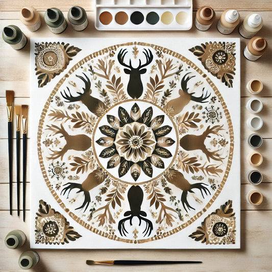 "Serenity Mandalas" Series - Deer / Hunting / Outdoors P25#22 | Original 🎨 Paint by Numbers | 💎 Diamond Painting (16"x16" / 40x40cm)