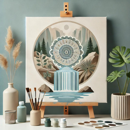 "Serenity Mandalas" Series - Waterfall P28#03 | Original 🎨 Paint by Numbers | 💎 Diamond Painting (16"x16" / 40x40cm)