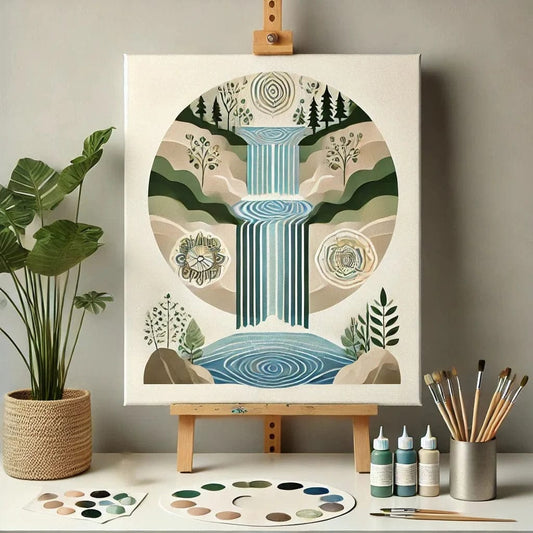 "Serenity Mandalas" Series - Waterfall P28#04 | Original 🎨 Paint by Numbers | 💎 Diamond Painting (16"x20" / 40x50cm)