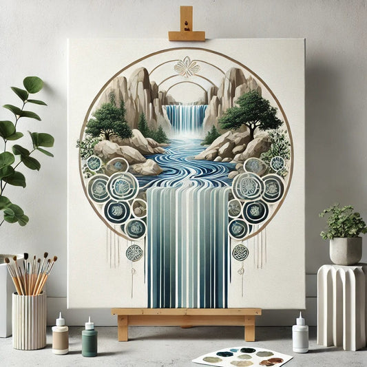 "Serenity Mandalas" Series - Waterfall P28#16 | Original 🎨 Paint by Numbers | 💎 Diamond Painting (16"x20" / 40x50cm)