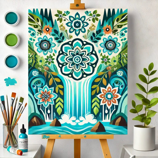 "Serenity Mandalas" Series - Waterfall P28#23 | Original 🎨 Paint by Numbers | 💎 Diamond Painting (16"x20" / 40x50cm)