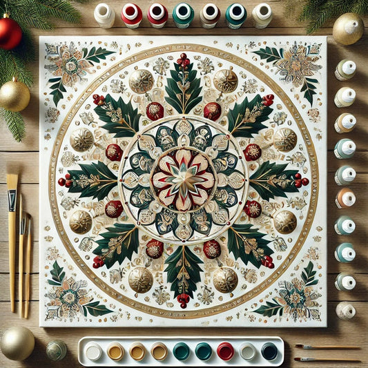 "Serenity Mandalas" Series - Christmas P4#07 | Original 🎨 Paint by Numbers | 💎 Diamond Painting (16"x16" / 40x40cm)