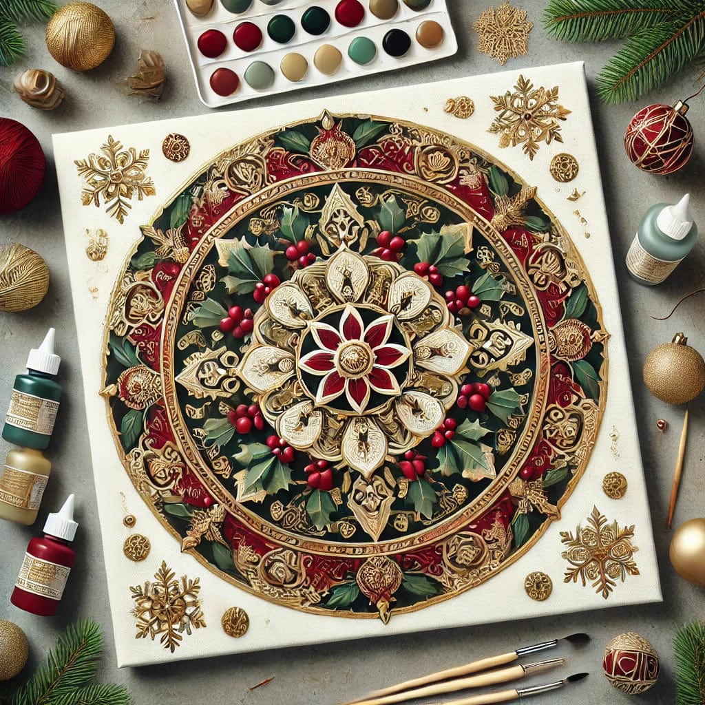 "Serenity Mandalas" Series - Christmas P4#13 | Original 🎨 Paint by Numbers | 💎 Diamond Painting (16"x16" / 40x40cm)