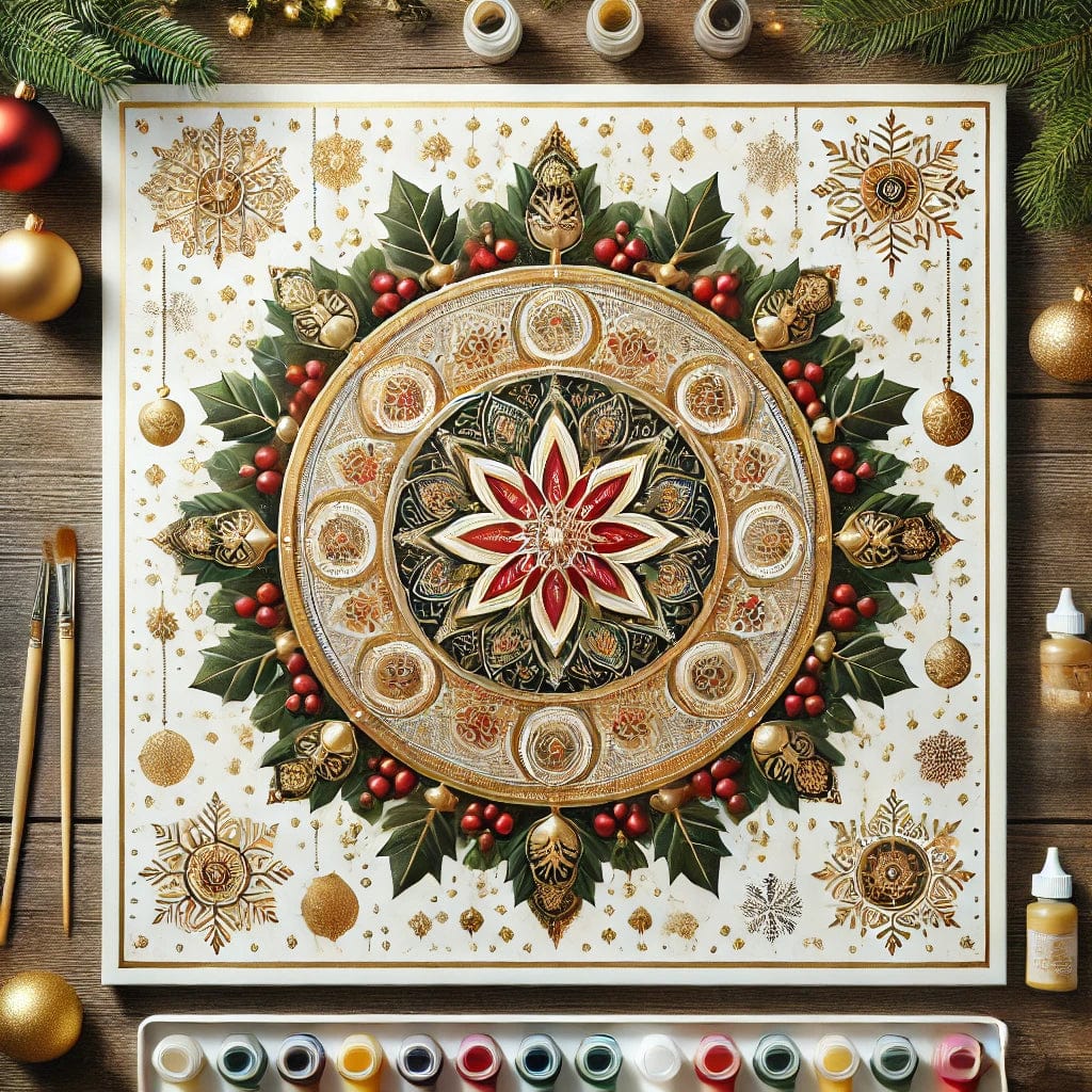 "Serenity Mandalas" Series - Christmas P4#16 | Original 🎨 Paint by Numbers | 💎 Diamond Painting (16"x16" / 40x40cm)