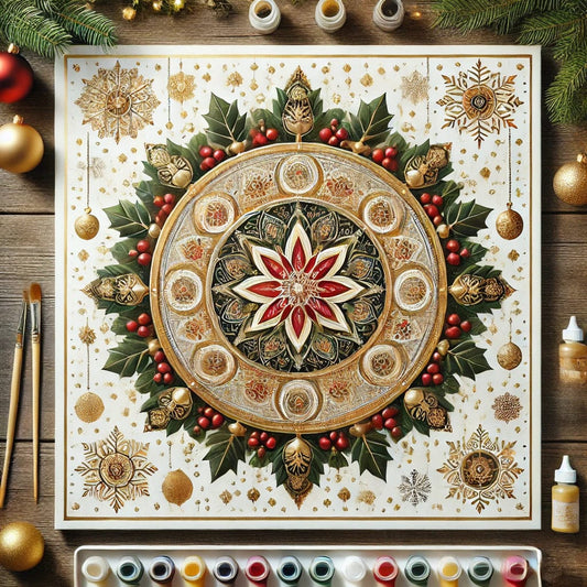 "Serenity Mandalas" Series - Christmas P4#16 | Original 🎨 Paint by Numbers | 💎 Diamond Painting (16"x16" / 40x40cm)