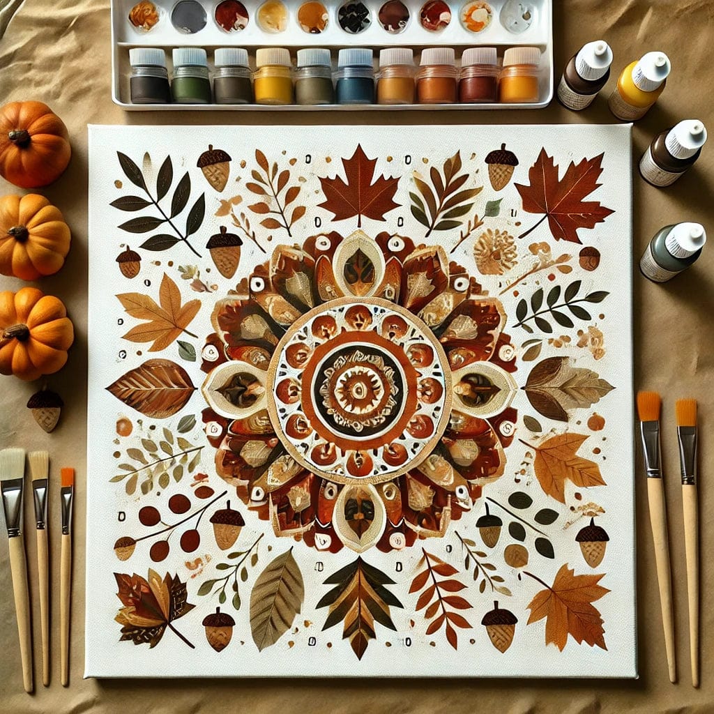 "Serenity Mandalas" Series - Autumn #02 | Original 🎨 Paint by Numbers | 💎 Diamond Painting (16"x16" / 40x40cm)