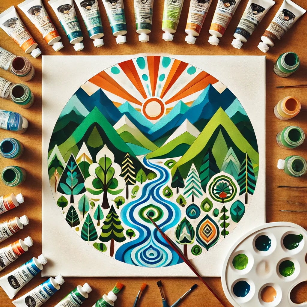 "Serenity Mandalas" Series - Mountain P5#03 | Original 🎨 Paint by Numbers | 💎 Diamond Painting (16"x16" / 40x40cm)