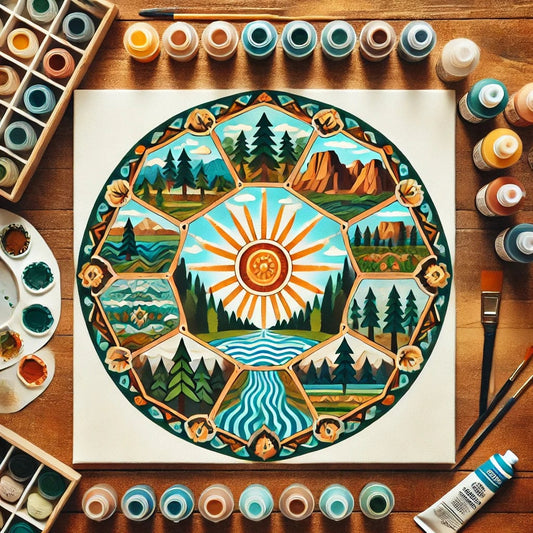 "Serenity Mandalas" Series - Mountain P5#13 | Original 🎨 Paint by Numbers | 💎 Diamond Painting (16"x16" / 40x40cm)