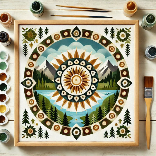 "Serenity Mandalas" Series - Mountain P5#16 | Original 🎨 Paint by Numbers | 💎 Diamond Painting (16"x16" / 40x40cm)