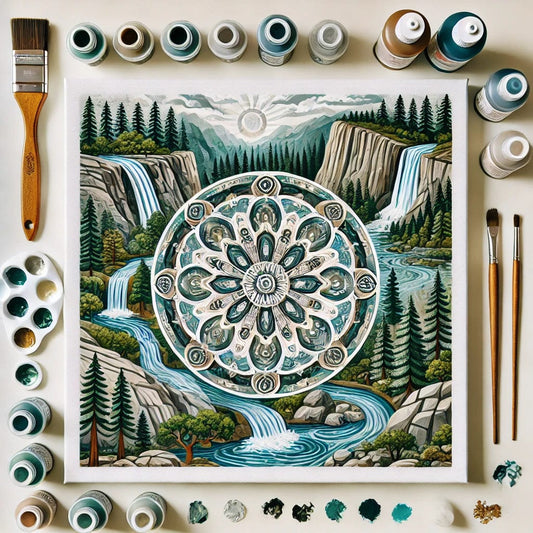 "Serenity Mandalas" Series - Mountain P5#22 | Original 🎨 Paint by Numbers | 💎 Diamond Painting (16"x16" / 40x40cm)