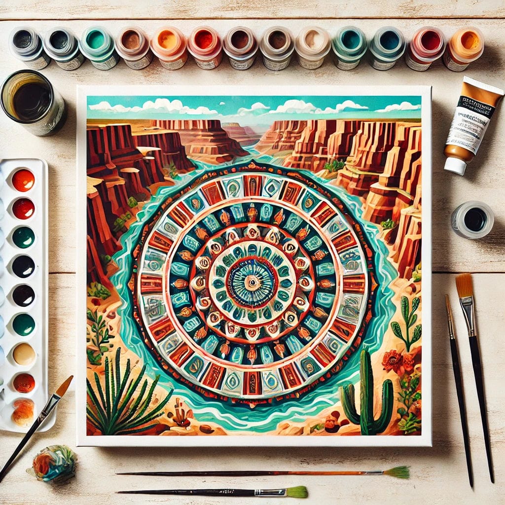 "Serenity Mandalas" Series - Mountain P5#24 | Original 🎨 Paint by Numbers | 💎 Diamond Painting (16"x16" / 40x40cm)