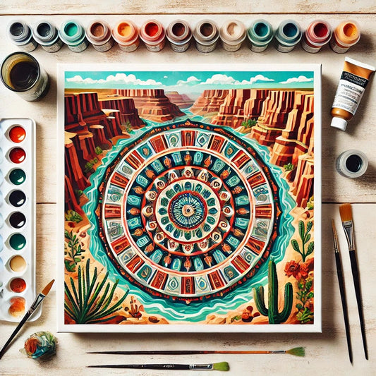 "Serenity Mandalas" Series - Mountain P5#24 | Original 🎨 Paint by Numbers | 💎 Diamond Painting (16"x16" / 40x40cm)