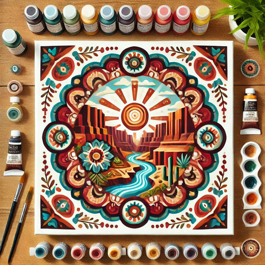 "Serenity Mandalas" Series - Mountain P6#03 | Original ๐จ Paint by Numbers | ๐ Diamond Painting (16"x16" / 40x40cm)