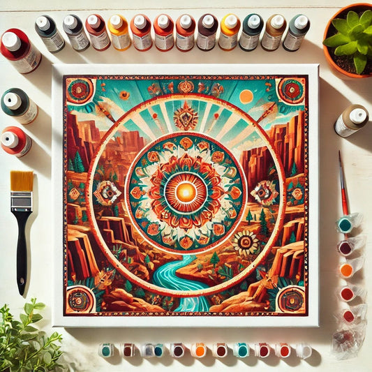 "Serenity Mandalas" Series - Mountain P6#04 | Original ๐จ Paint by Numbers | ๐ Diamond Painting (16"x16" / 40x40cm)