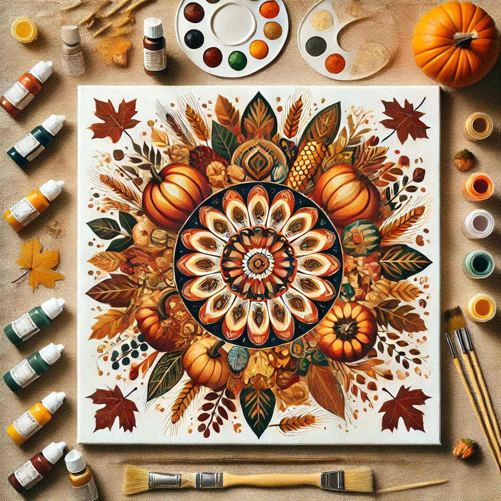 "Serenity Mandalas" Series - Thanksgiving P7#15 | Original 🎨 Paint by Numbers | 💎 Diamond Painting (16"x16" / 40x40cm)