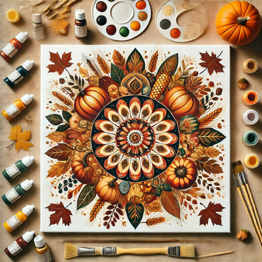 "Serenity Mandalas" Series - Thanksgiving P7#15 | Original 🎨 Paint by Numbers | 💎 Diamond Painting (16"x16" / 40x40cm)