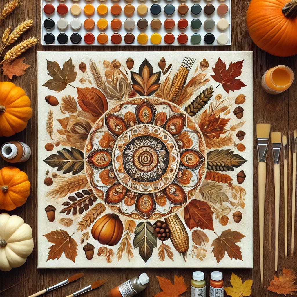 "Serenity Mandalas" Series - Thanksgiving P7#18 | Original 🎨 Paint by Numbers | 💎 Diamond Painting (16"x16" / 40x40cm)