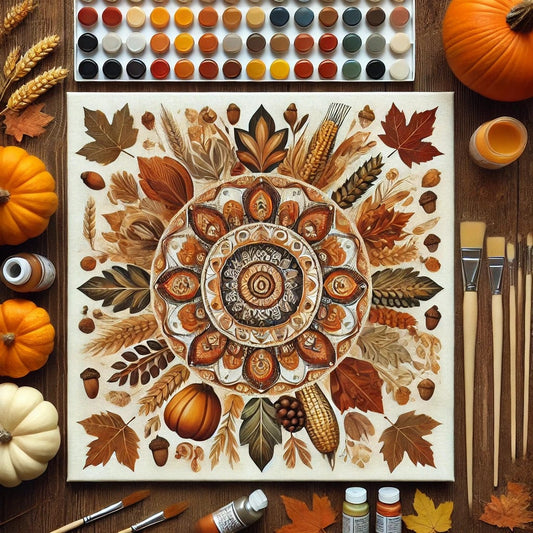 "Serenity Mandalas" Series - Thanksgiving P7#18 | Original 🎨 Paint by Numbers | 💎 Diamond Painting (16"x16" / 40x40cm)