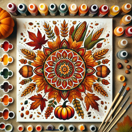 "Serenity Mandalas" Series - Thanksgiving P7#21 | Original 🎨 Paint by Numbers | 💎 Diamond Painting (16"x16" / 40x40cm)