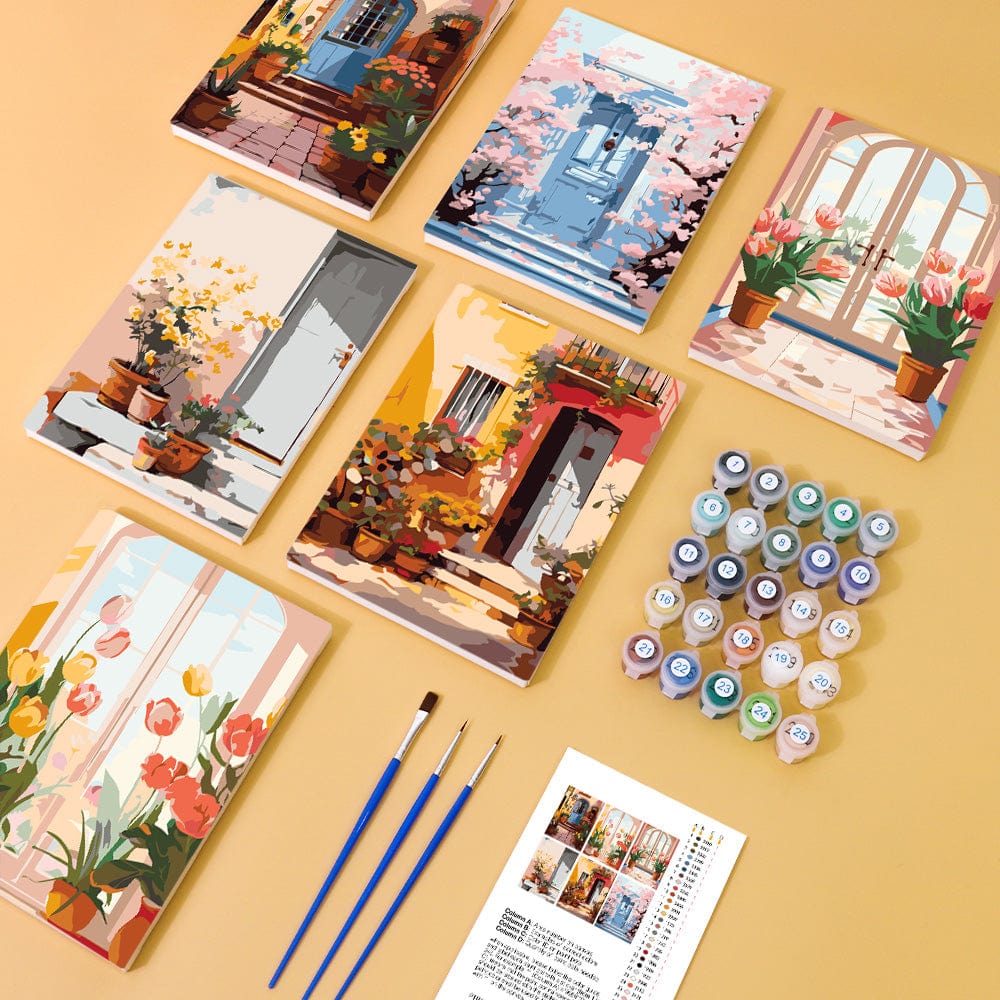 6 Mini Paintings – Blooming Doorways Set (5.9” x 7.9” / 15 x 20 cm)