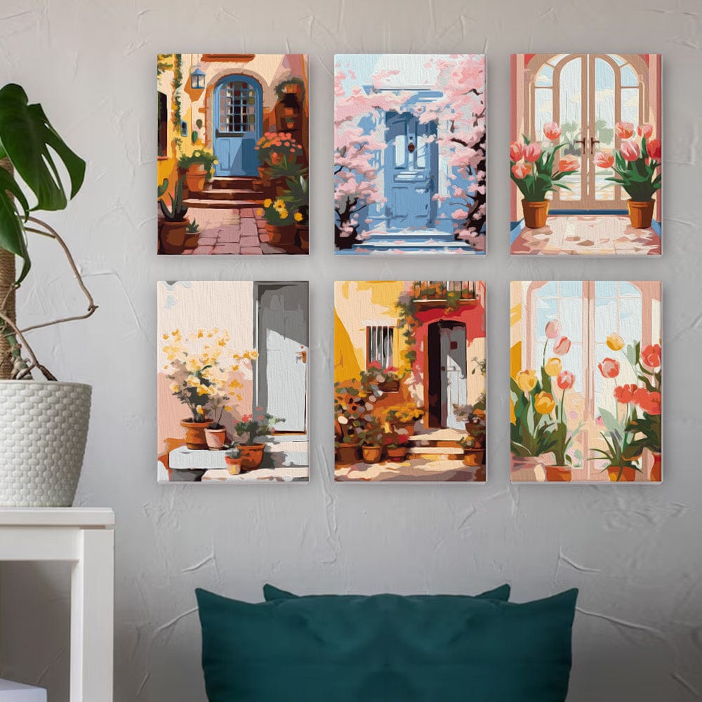 6 Mini Paintings – Blooming Doorways Set (5.9” x 7.9” / 15 x 20 cm)