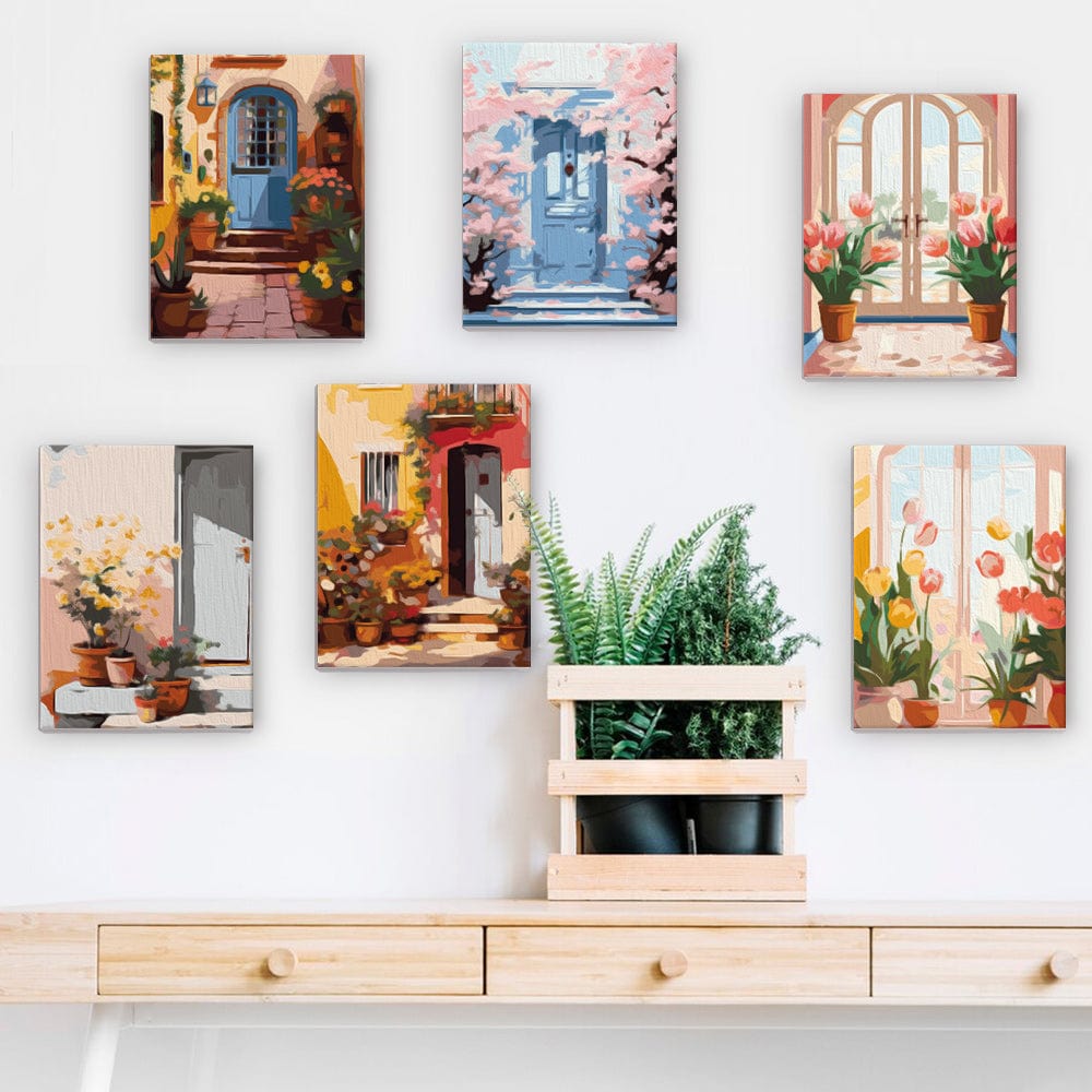 6 Mini Paintings – Blooming Doorways Set (5.9” x 7.9” / 15 x 20 cm)