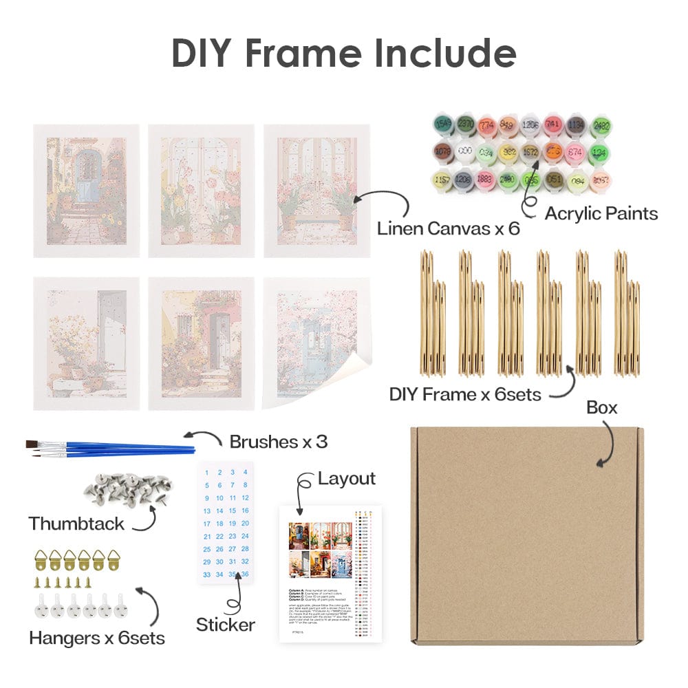 6 Mini Paintings – Blooming Doorways Set (5.9” x 7.9” / 15 x 20 cm)