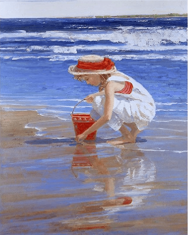 ColourMost™ DIY Painting By Numbers -Girl picking shells(16"x20")